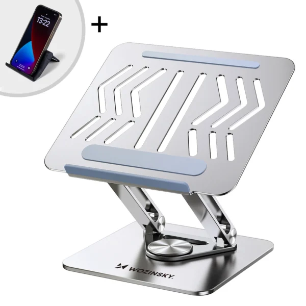 Laptop stand Wozinsky WRS-CPY84SS aluminum + Free! smartphone stand - silvereng