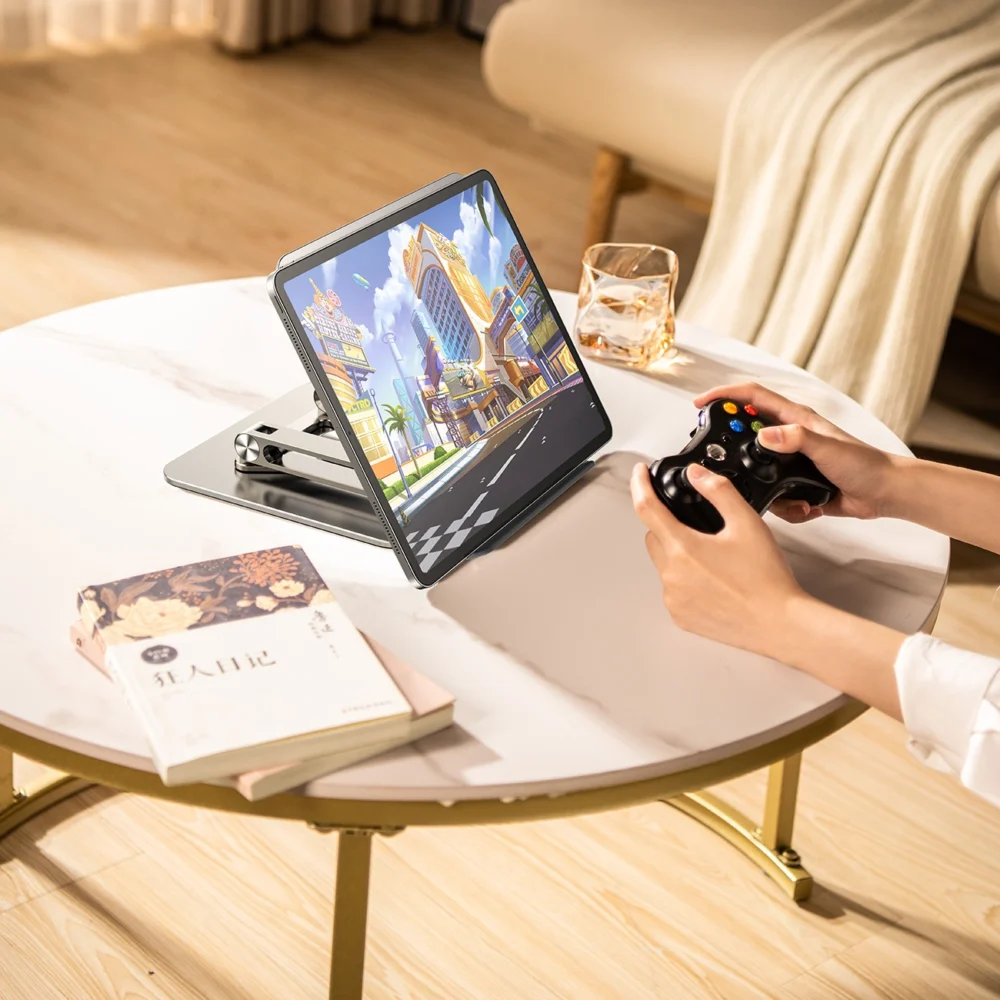 Laptop stand Wozinsky WRS-CPY84SS aluminum + Free! smartphone stand - silvereng