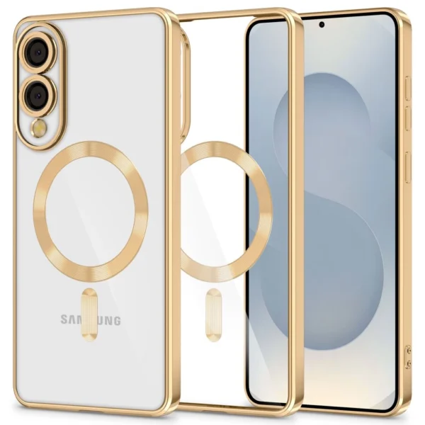 Tech-Protect MagFlex MagSafe Case for Samsung Galaxy S25 Edge - Transparent Goldeng