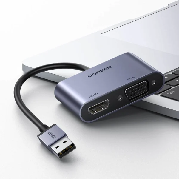 Ugreen CM449 USB - HDMI 1.3 (1920x1080 60Hz), VGA 1.2 (1920x1080 60Hz) adapter - grayeng