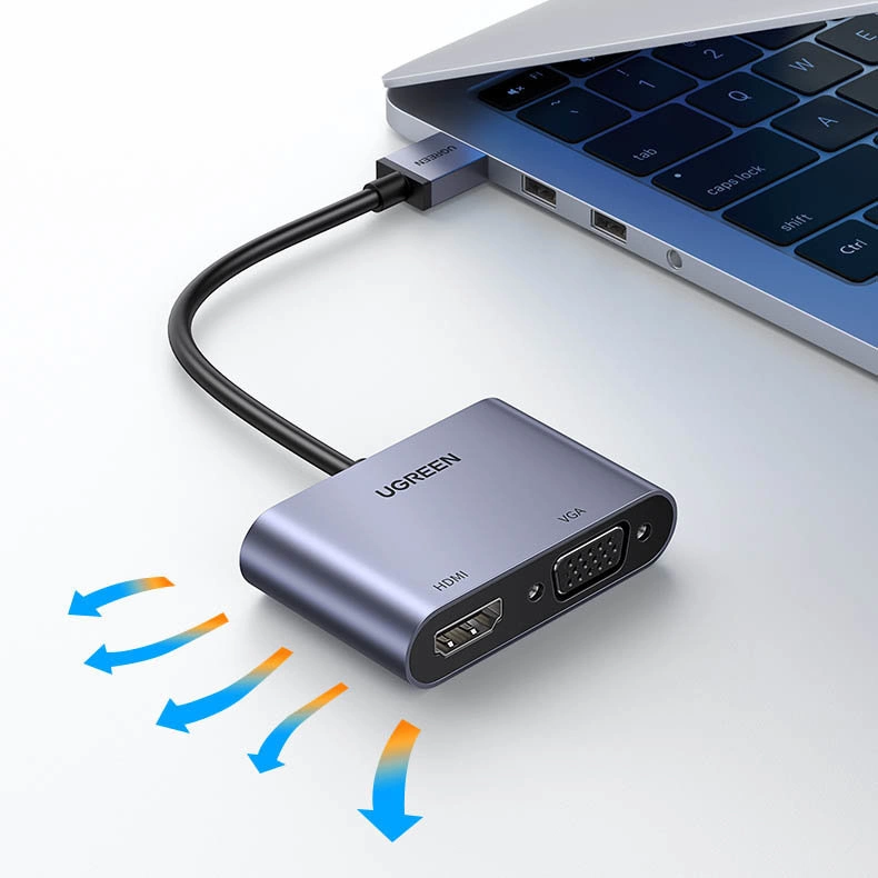 Ugreen CM449 USB - HDMI 1.3 (1920x1080 60Hz), VGA 1.2 (1920x1080 60Hz) adapter - grayeng