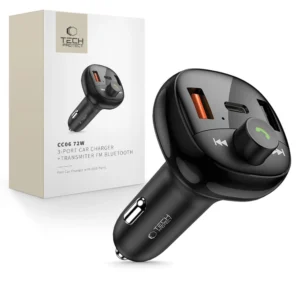 Tech-Protect CC06 3-port PD72W car charger with transmitter - blackeng