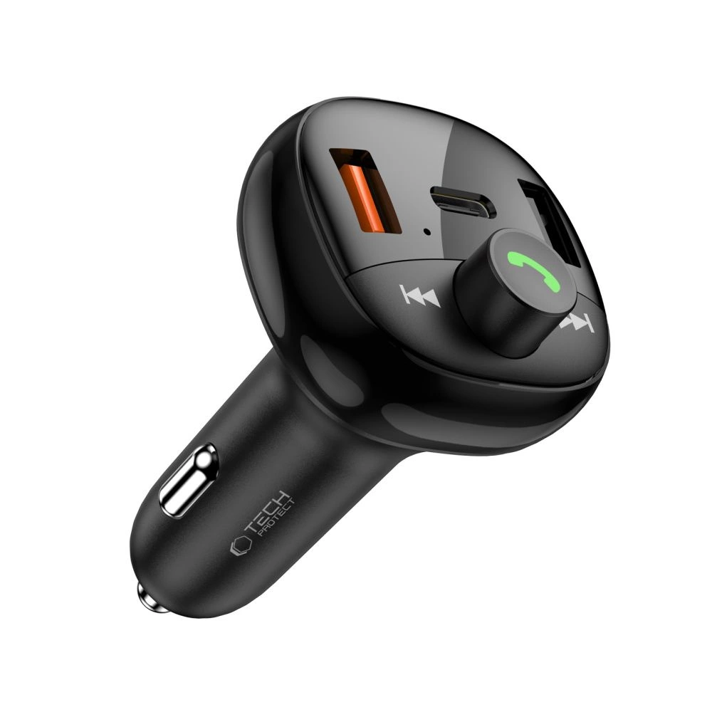 Tech-Protect CC06 3-port PD72W car charger with transmitter - blackeng