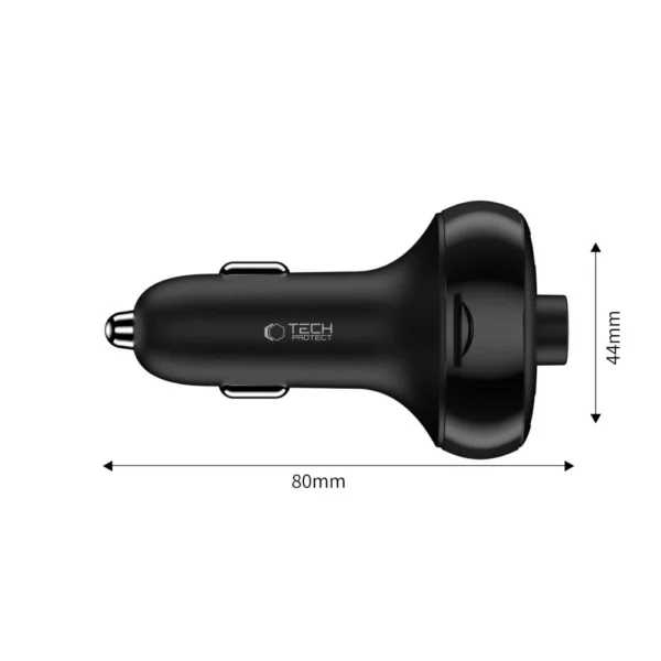Tech-Protect CC06 3-port PD72W car charger with transmitter - blackeng
