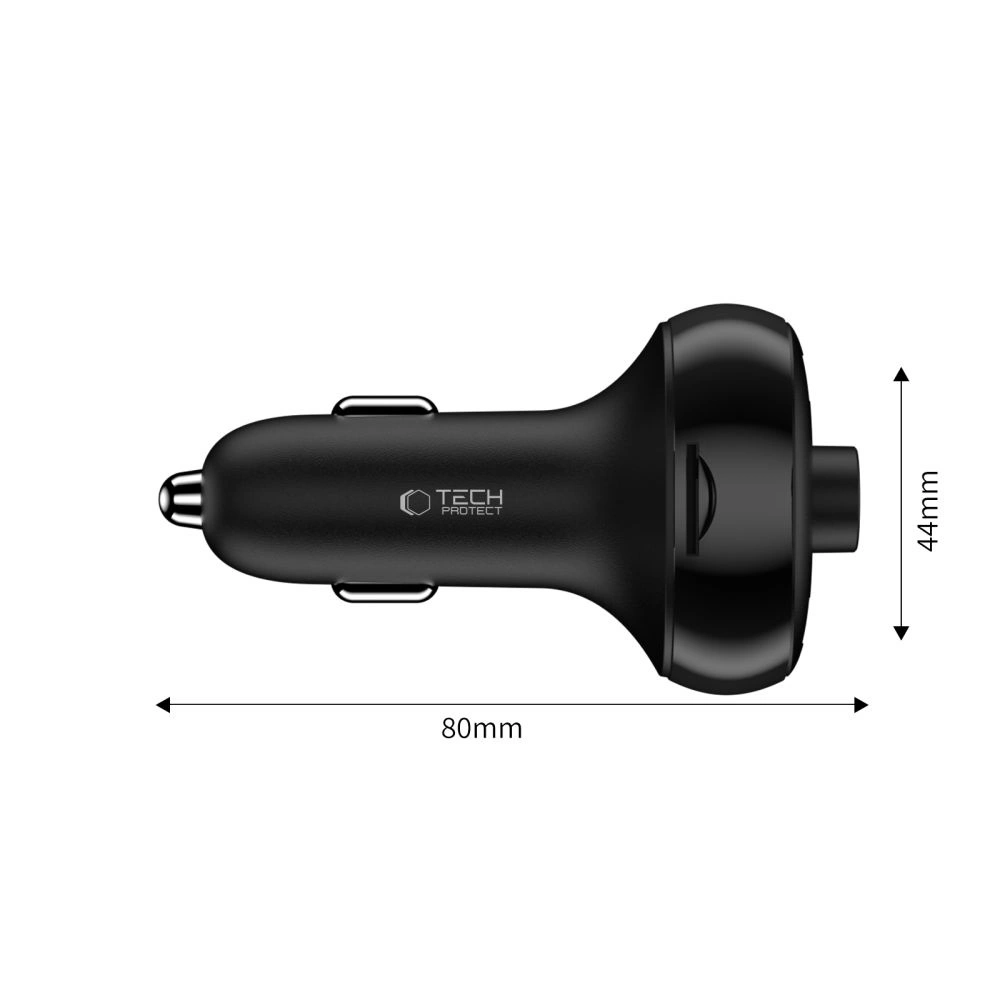 Tech-Protect CC06 3-port PD72W car charger with transmitter - blackeng