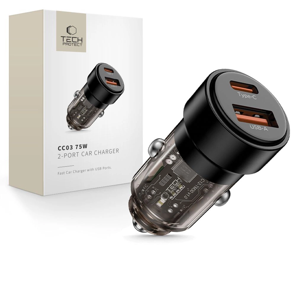 CC03 2-port PD75W car charger - blackeng