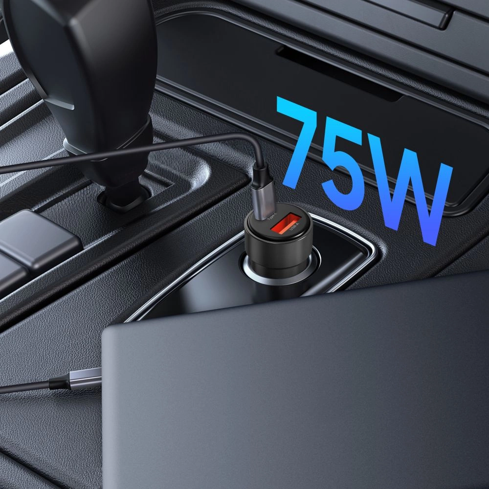 CC03 2-port PD75W car charger - blackeng