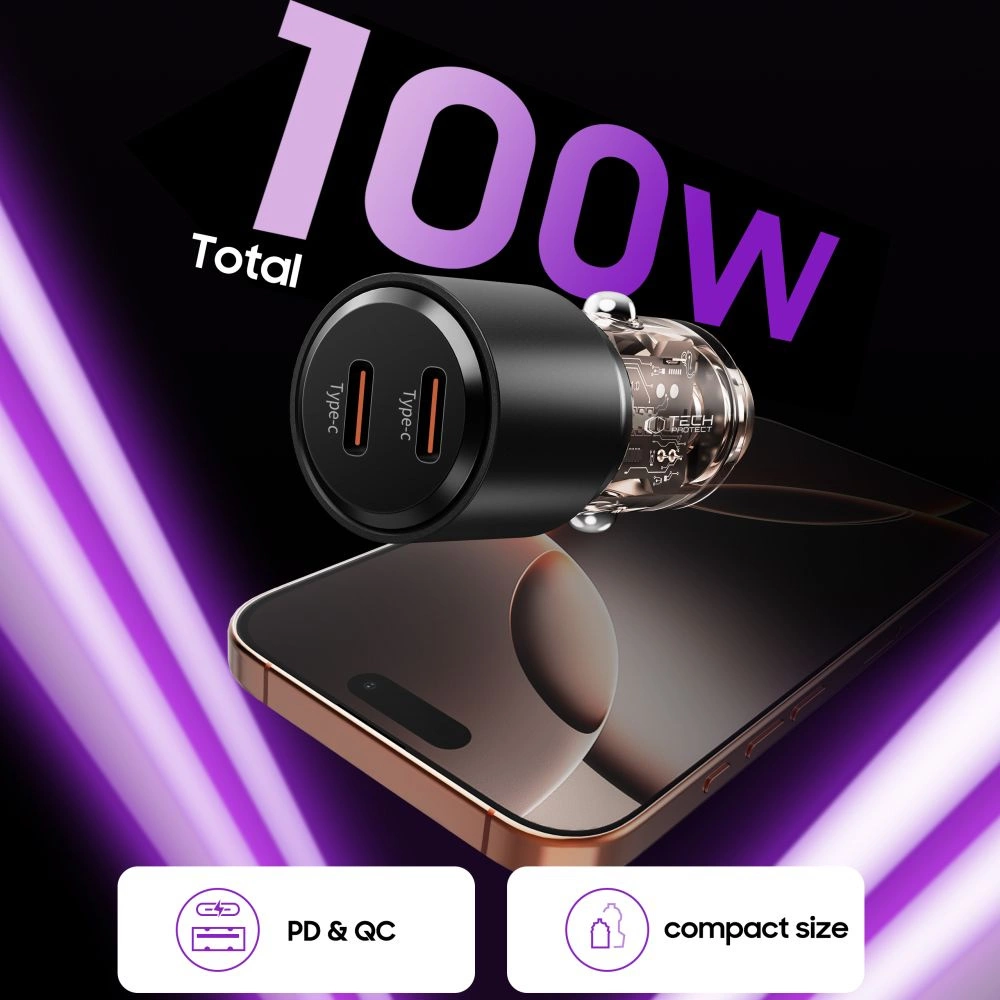 CC03 2-port PD100W car charger - blackeng
