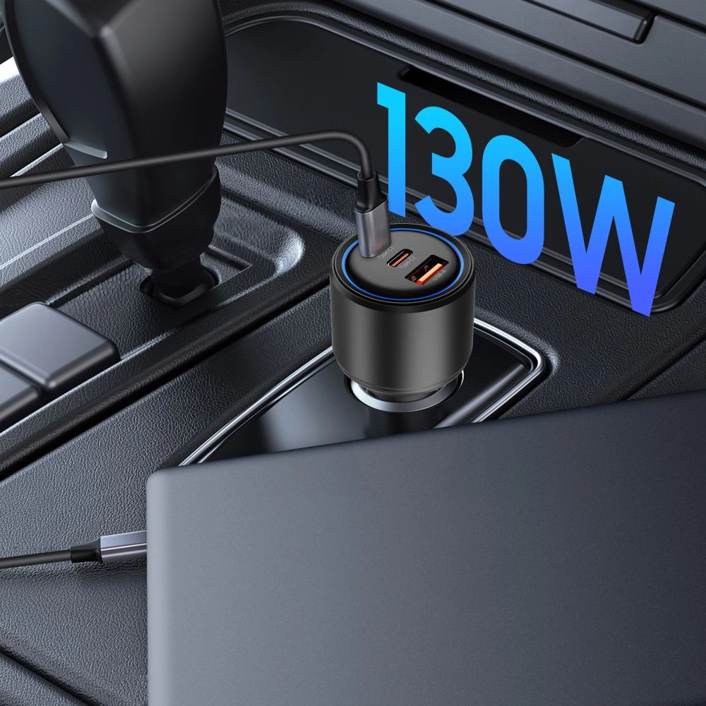 CC04 3-port PD130W car charger - blackeng