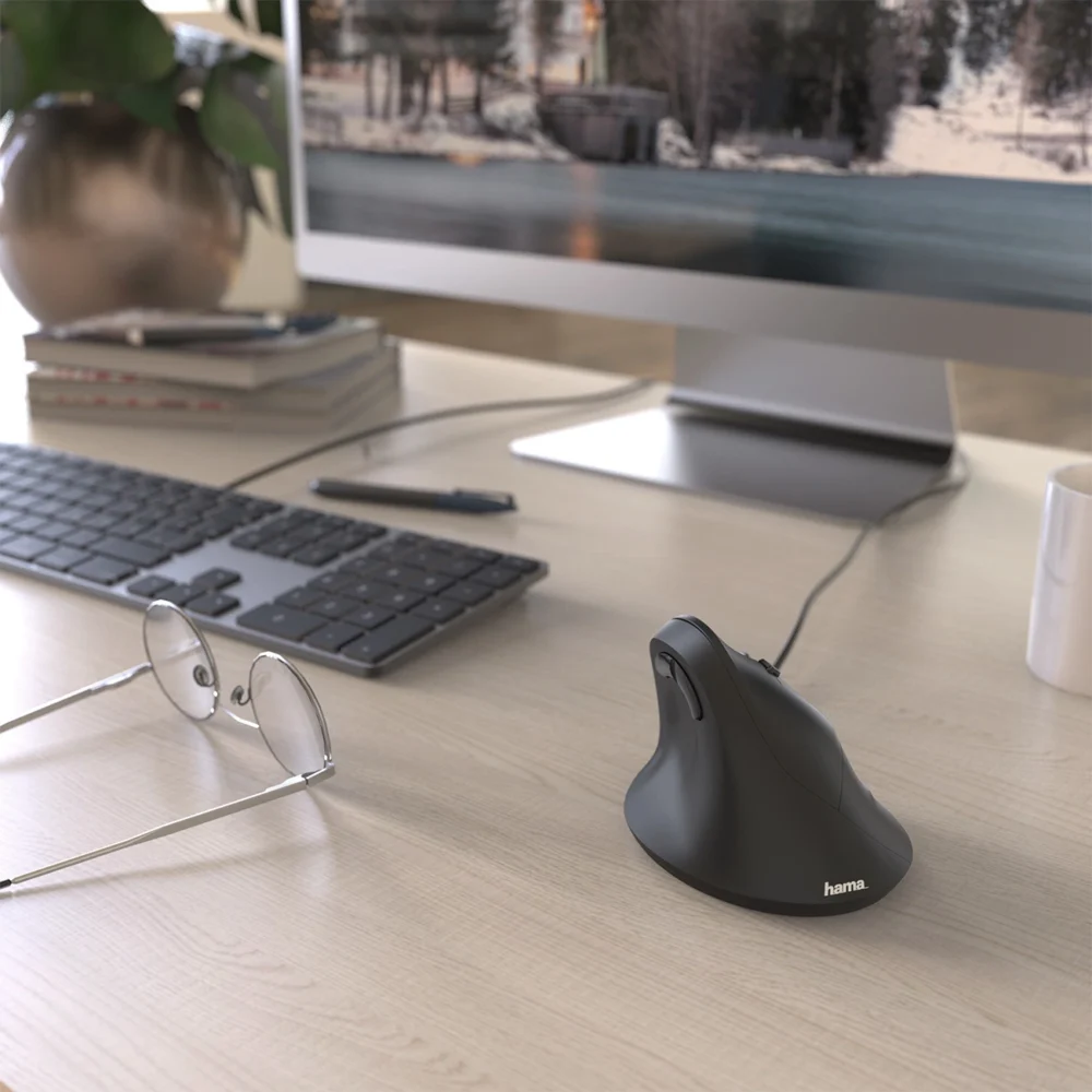 Hama EMC-500 Wired Mouse Ergonomic, Vertical - Blackeng