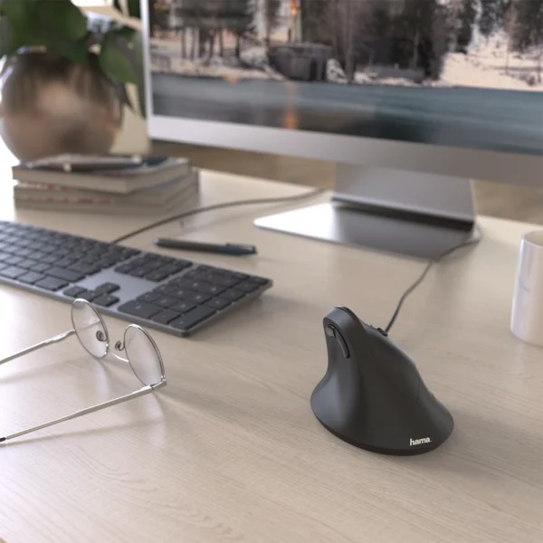 Hama EMC-500 Wired Mouse Ergonomic, Vertical - Blackeng