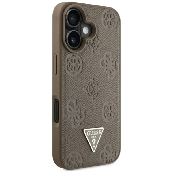 Guess Grained Hot Stamp Peony Triangle Logo MagSafe iPhone 16 Case - Browneng