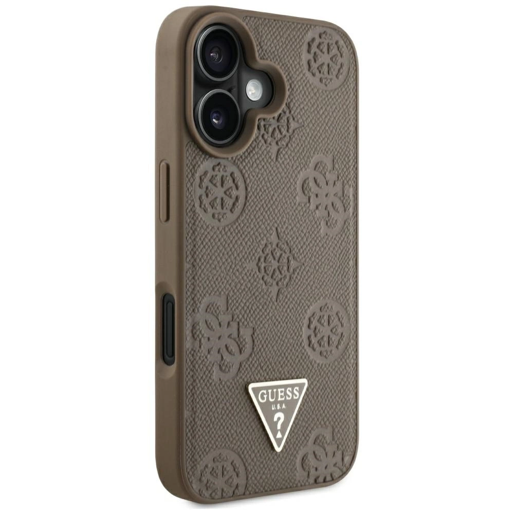 Guess Grained Hot Stamp Peony Triangle Logo MagSafe iPhone 16 Case - Browneng