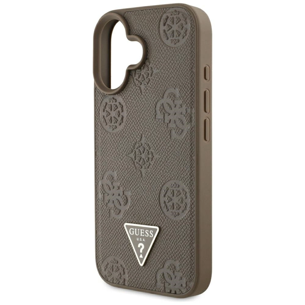 Guess Grained Hot Stamp Peony Triangle Logo MagSafe iPhone 16 Case - Browneng