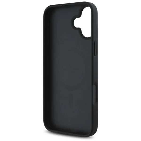 Guess Grained Hot Stamp Peony Triangle Logo MagSafe Case for iPhone 16 - Blackeng