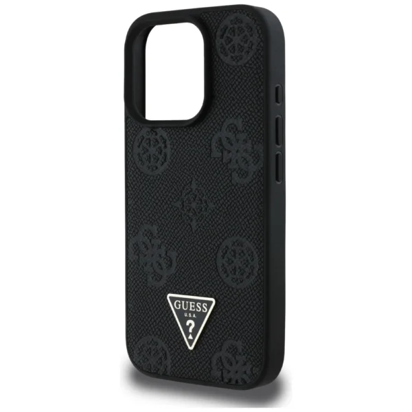 Guess Grained Hot Stamp Peony Triangle Logo MagSafe Case for iPhone 16 Pro - Blackeng