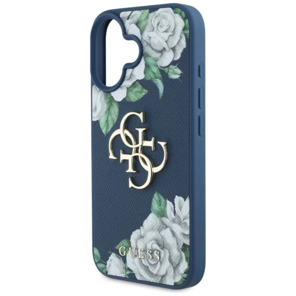 Guess Grained Roses Big 4G logo case for iPhone 16 - blueeng