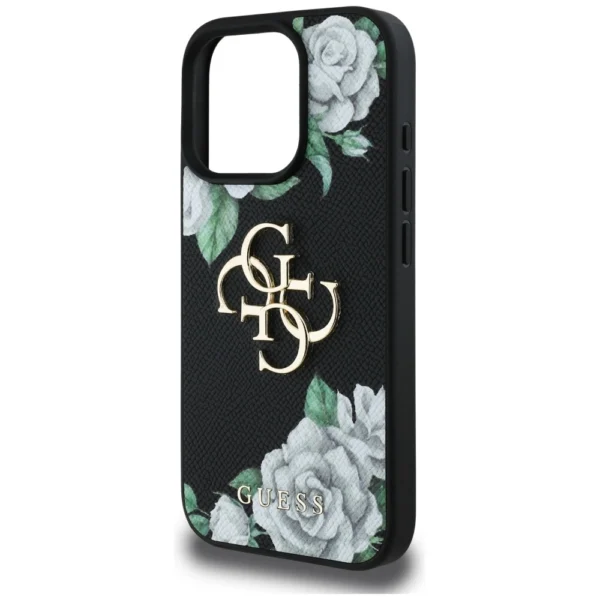 Guess Grained Roses Big 4G logo case for iPhone 16 Pro Max - blackeng