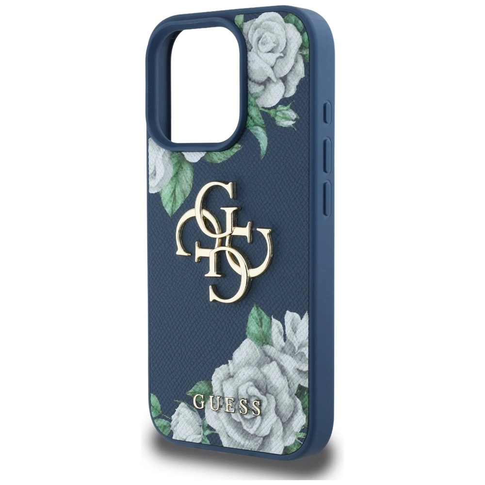 Guess Grained Roses Big 4G logo case for iPhone 16 Pro Max - blueeng