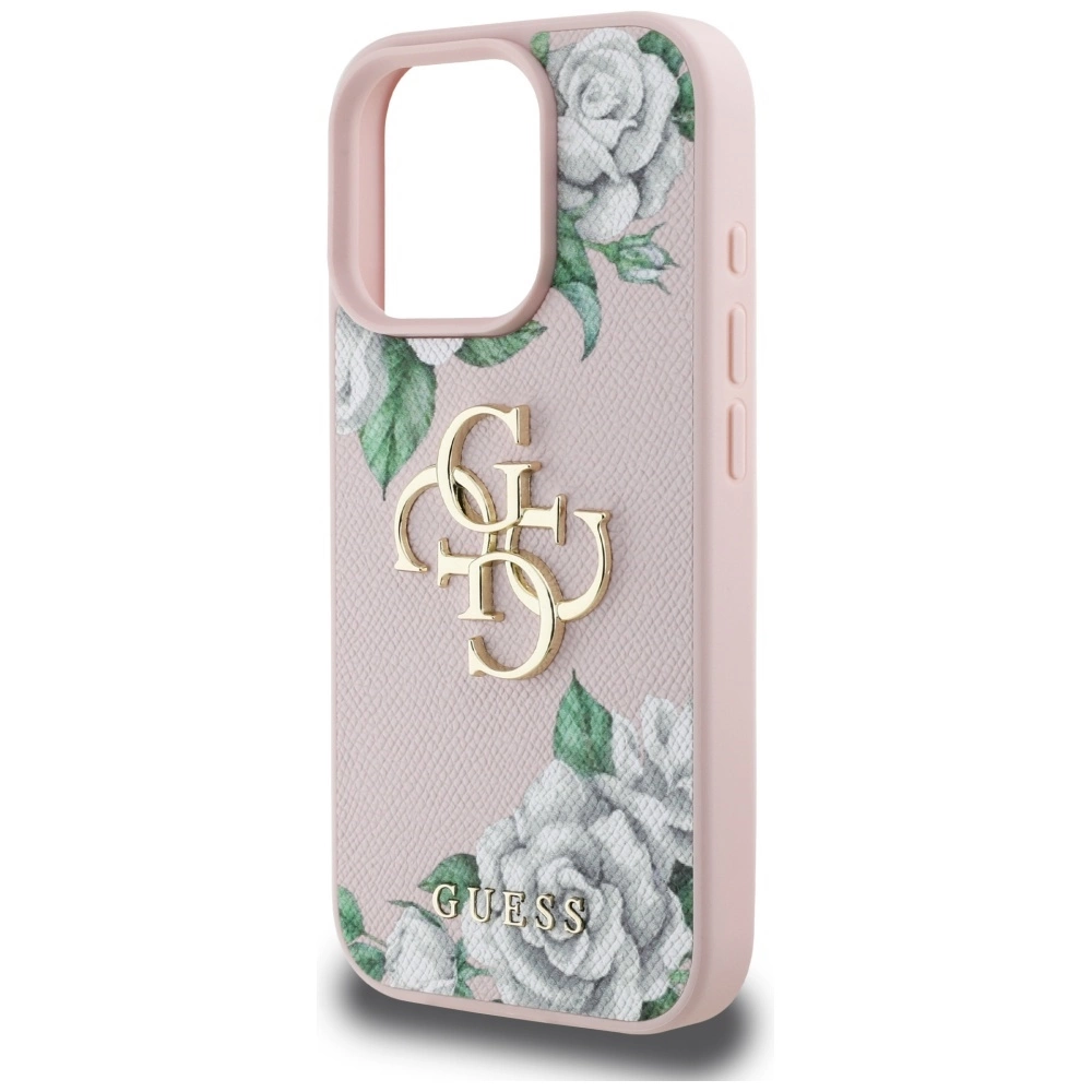 Guess Grained Roses Big 4G logo iPhone 16 Pro Max case - pinkeng