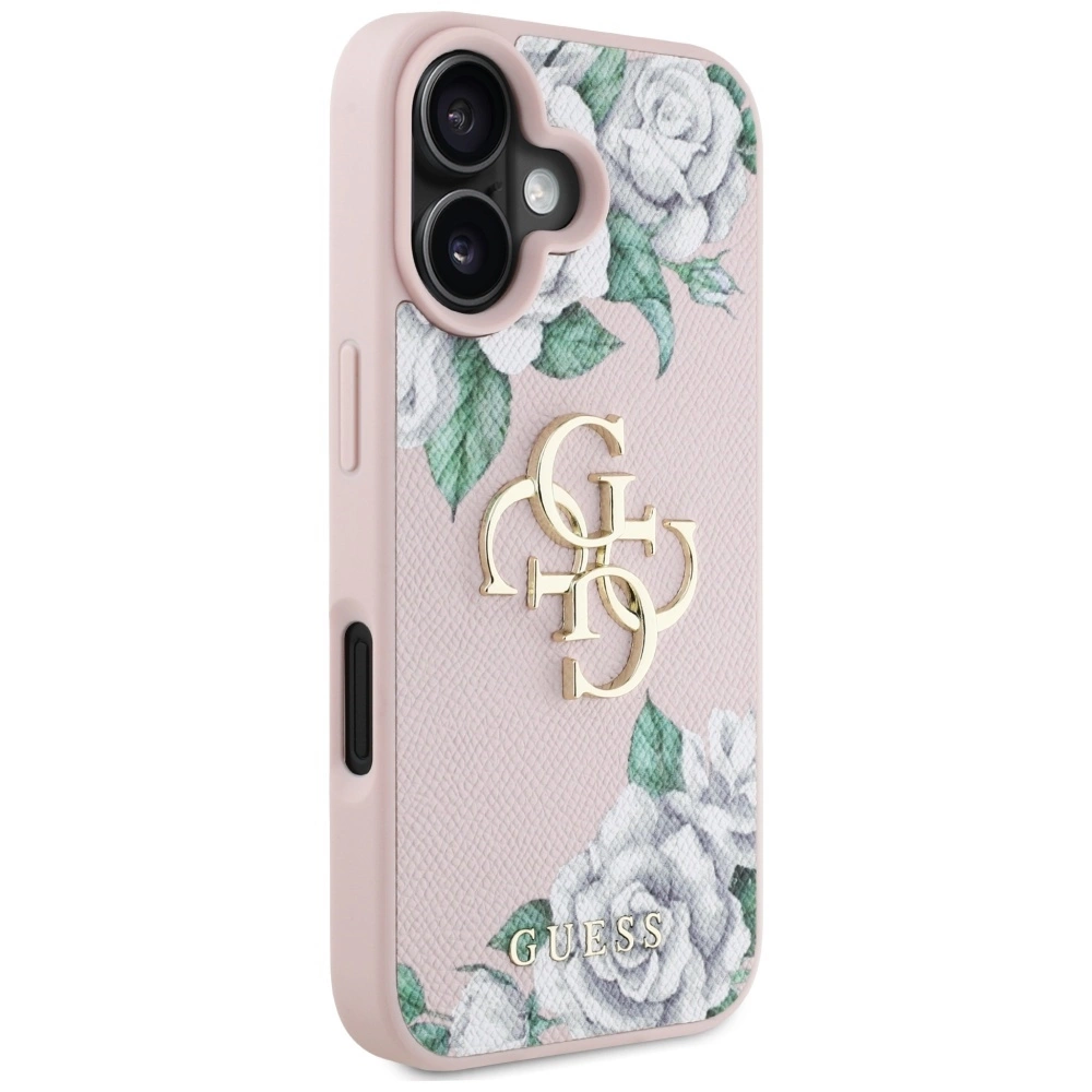Guess Grained Roses Big 4G logo iPhone 16 case - pinkeng