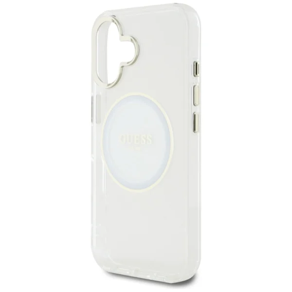 Guess IML Metal Colored Circle Classic Logo MagSafe case for iPhone 16 - whiteeng