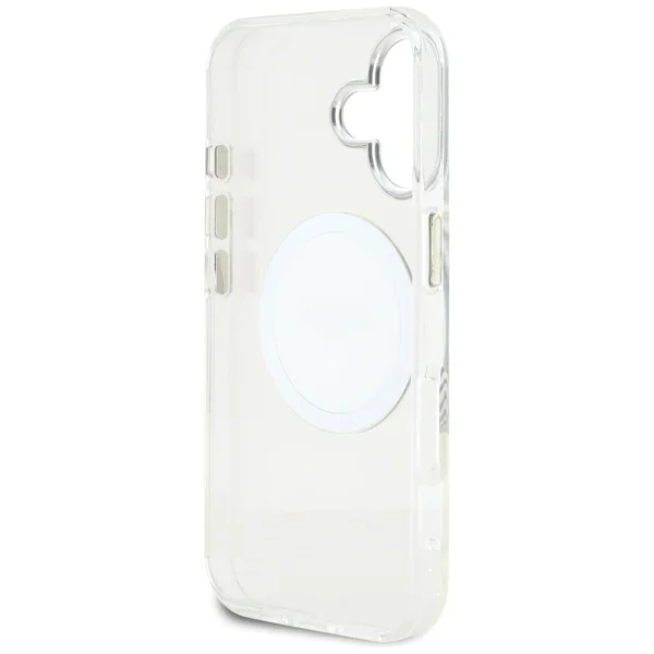 Guess IML Metal Colored Circle Classic Logo MagSafe case for iPhone 16 - whiteeng