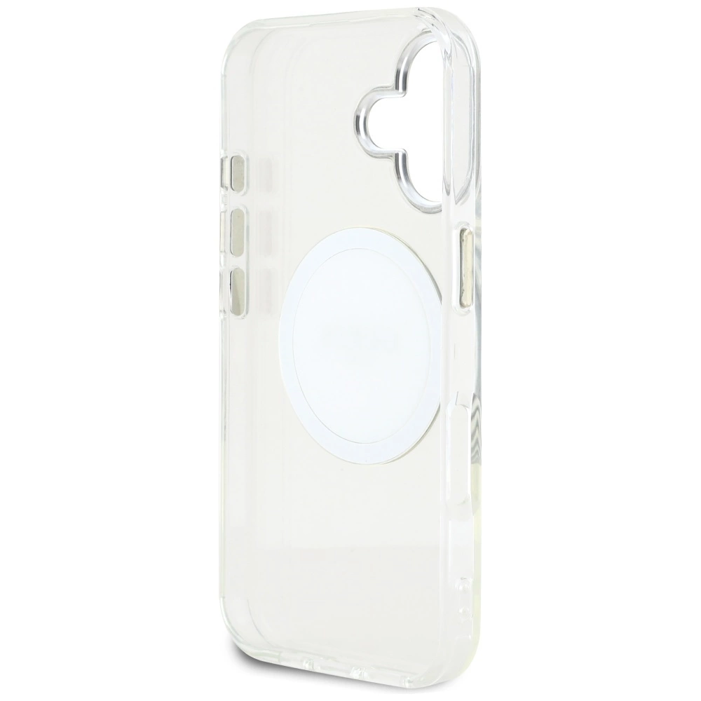 Guess IML Metal Colored Circle Classic Logo MagSafe case for iPhone 16 - whiteeng