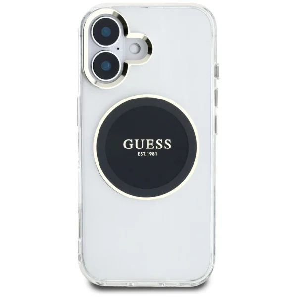 Guess IML Metal Colored Circle Classic Logo MagSafe case for iPhone 16 - blackeng