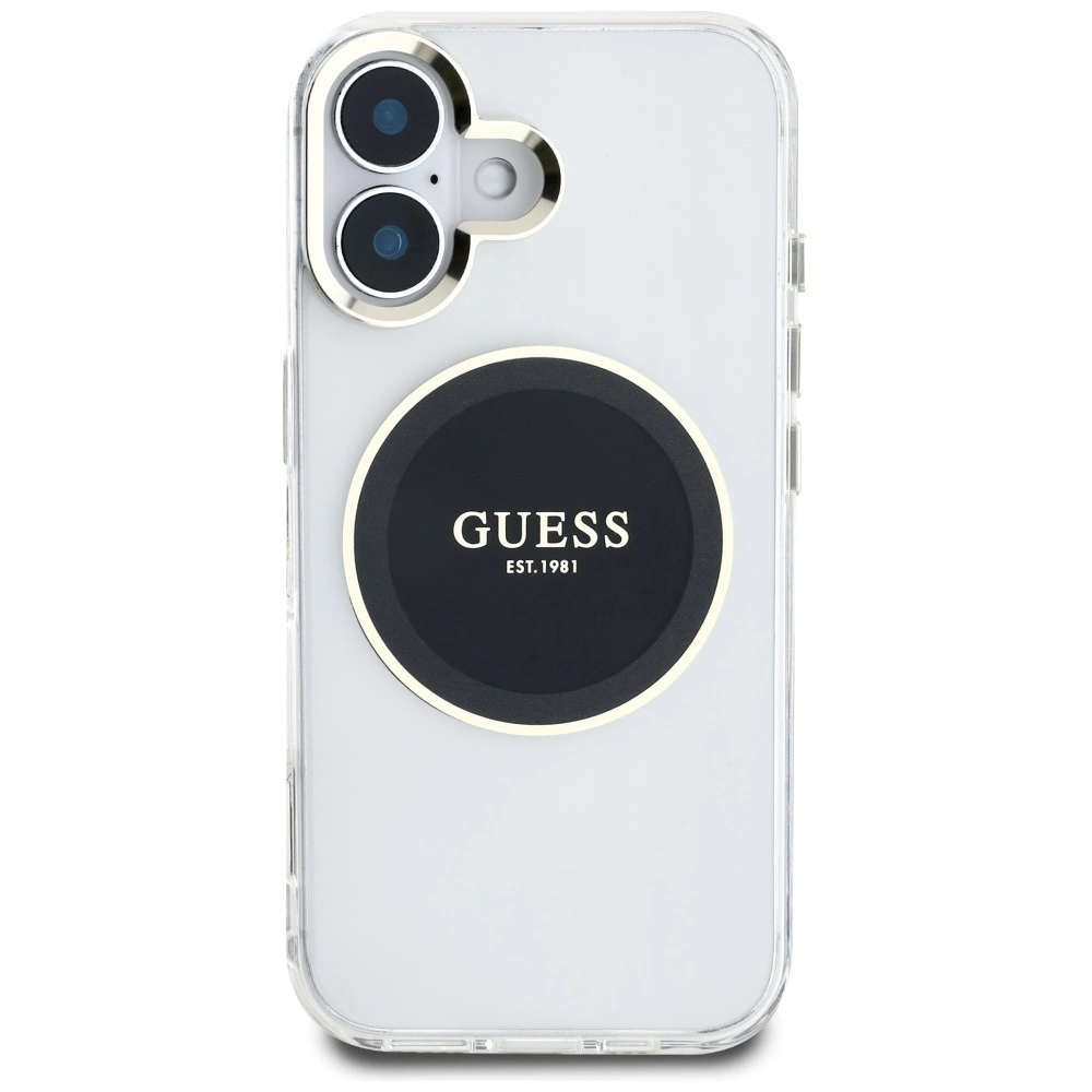 Guess IML Metal Colored Circle Classic Logo MagSafe case for iPhone 16 - blackeng