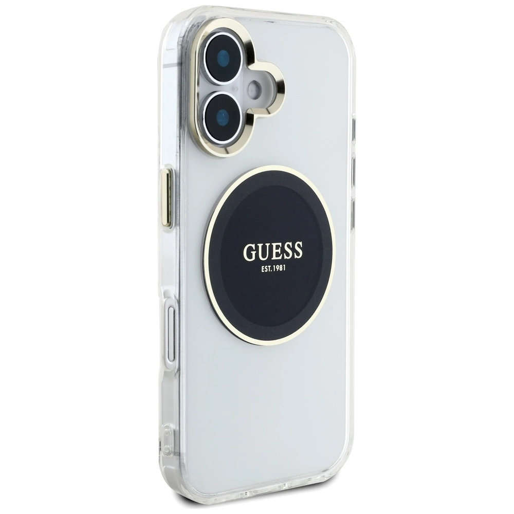 Guess IML Metal Colored Circle Classic Logo MagSafe case for iPhone 16 - blackeng