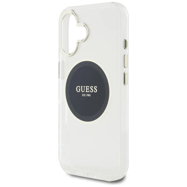 Guess IML Metal Colored Circle Classic Logo MagSafe case for iPhone 16 - blackeng