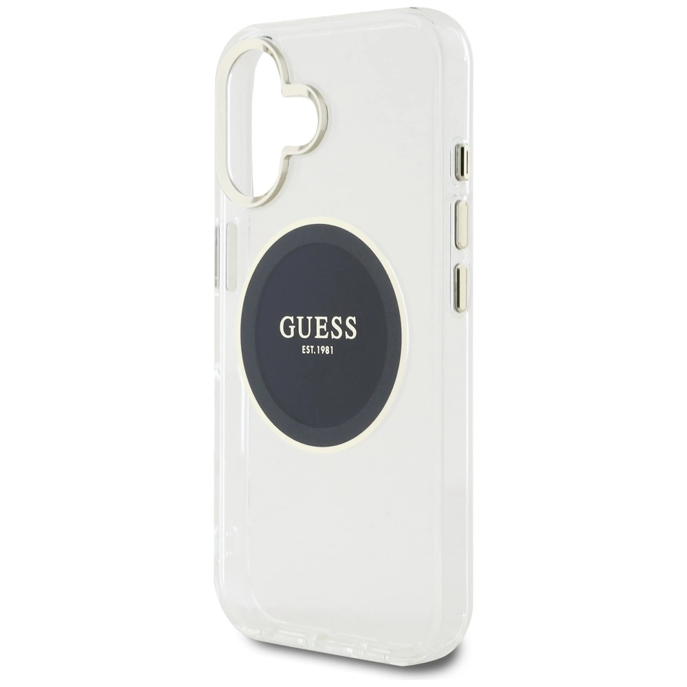 Guess IML Metal Colored Circle Classic Logo MagSafe case for iPhone 16 - blackeng