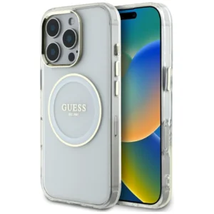 Guess IML Metal Colored Circle Classic Logo MagSafe case for iPhone 16 Pro - whiteeng