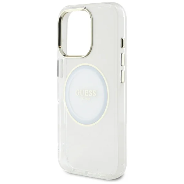 Guess IML Metal Colored Circle Classic Logo MagSafe case for iPhone 16 Pro - whiteeng