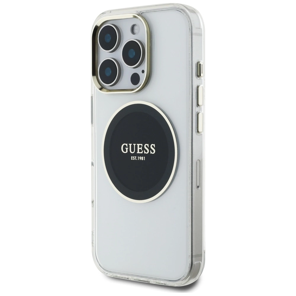 Guess IML Metal Colored Circle Classic Logo MagSafe case for iPhone 16 Pro - blackeng