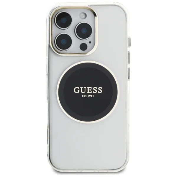 Guess IML Metal Colored Circle Classic Logo MagSafe case for iPhone 16 Pro - blackeng