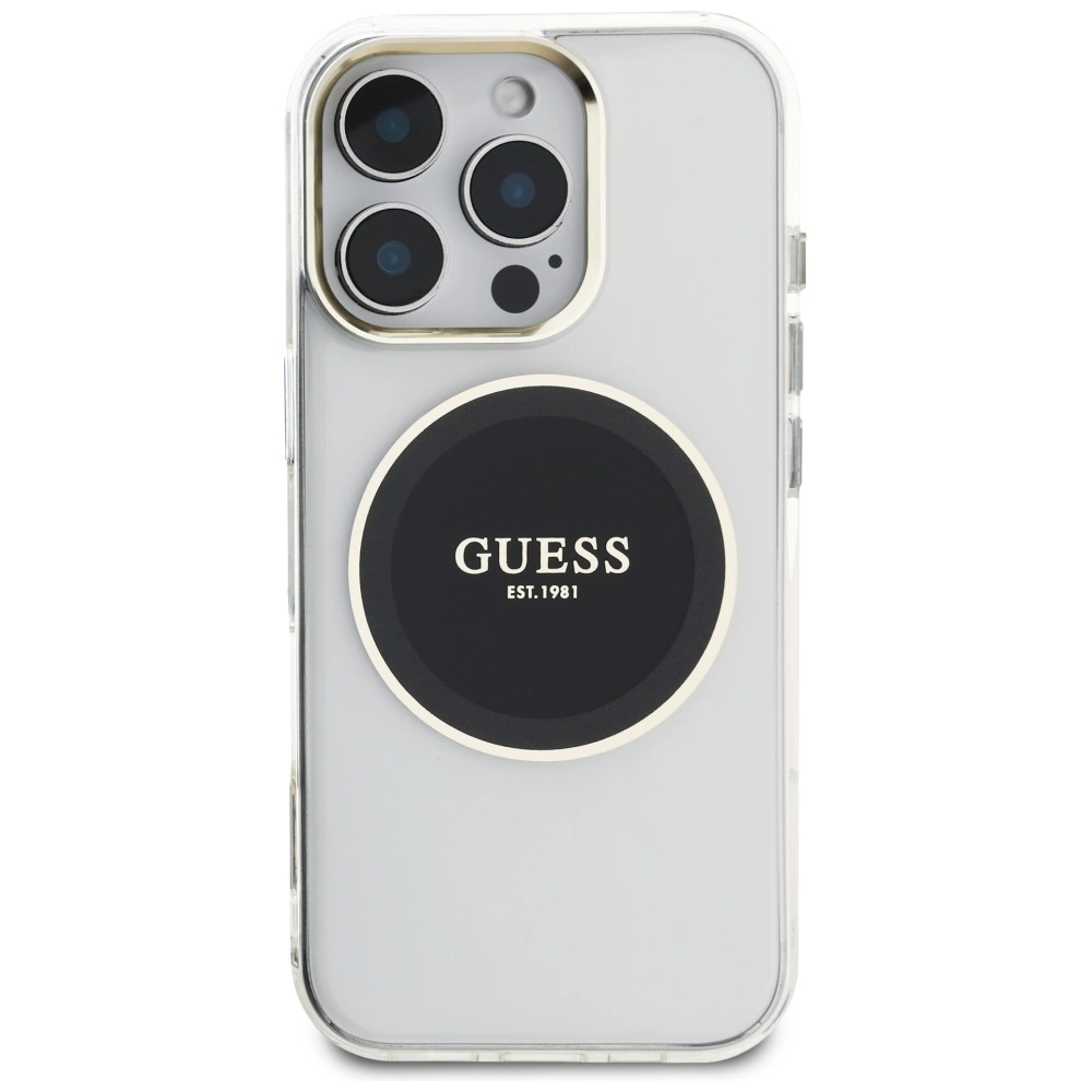 Guess IML Metal Colored Circle Classic Logo MagSafe case for iPhone 16 Pro - blackeng