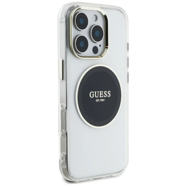 Guess IML Metal Colored Circle Classic Logo MagSafe case for iPhone 16 Pro - blackeng
