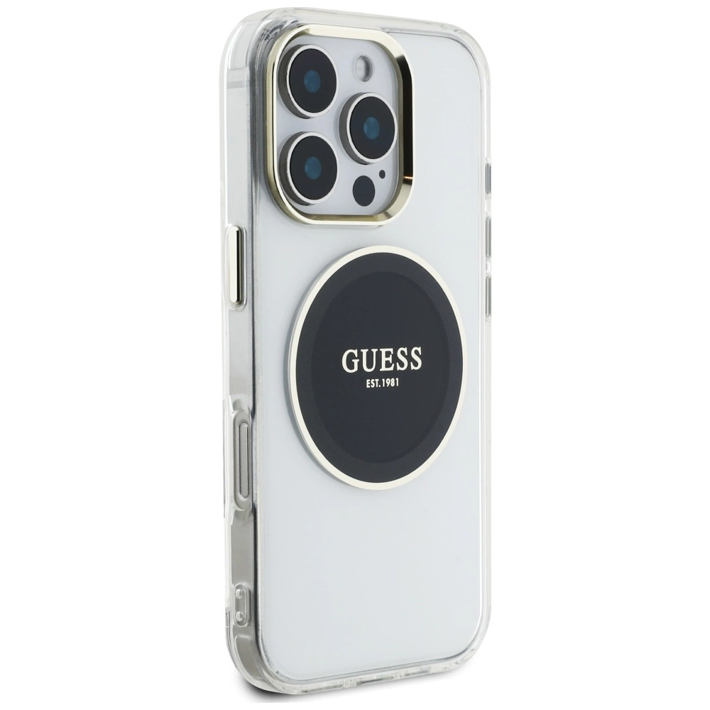 Guess IML Metal Colored Circle Classic Logo MagSafe case for iPhone 16 Pro - blackeng