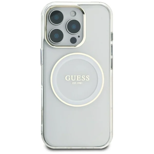 Guess IML Metal Colored Circle Classic Logo MagSafe case for iPhone 16 Pro Max - whiteeng