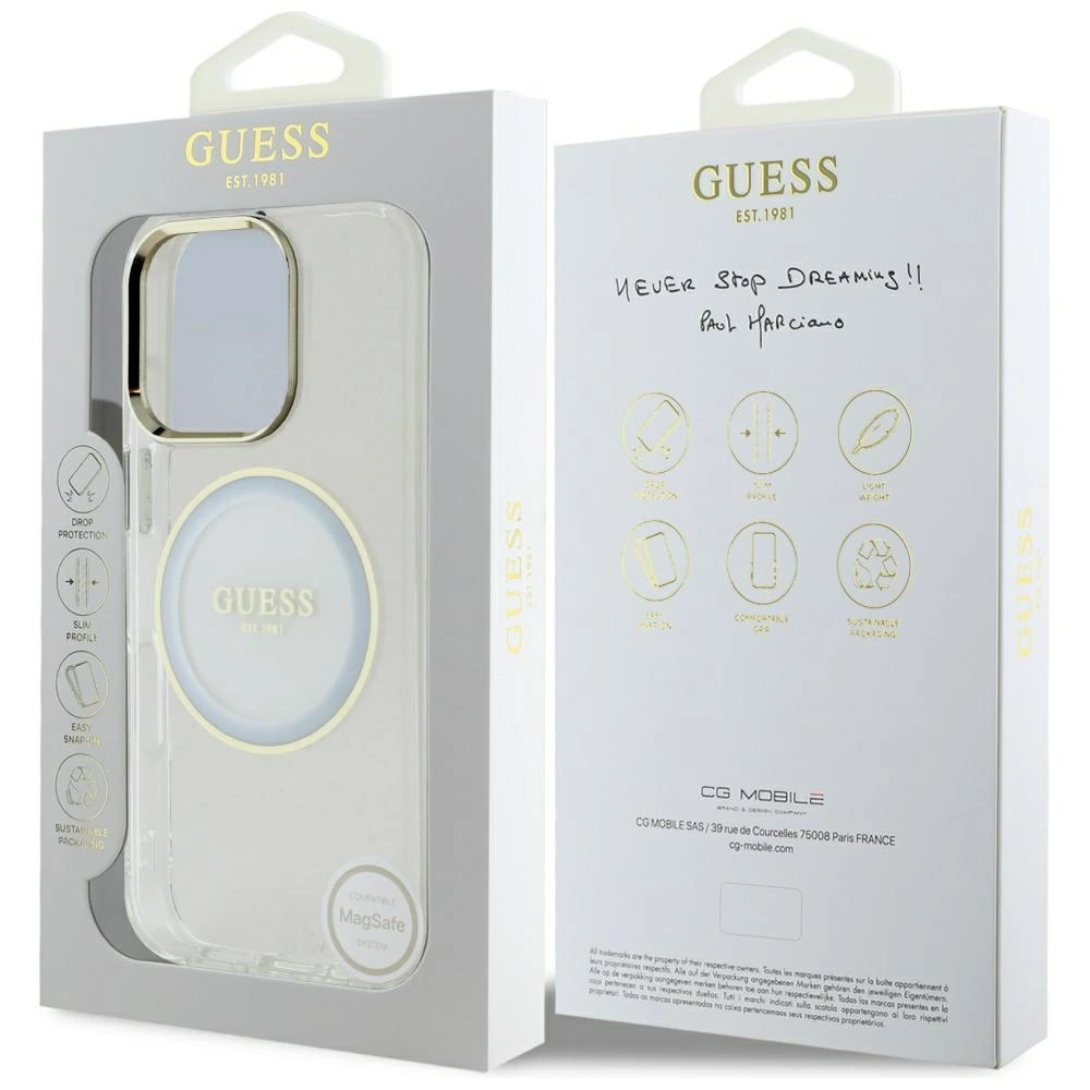 Guess IML Metal Colored Circle Classic Logo MagSafe case for iPhone 16 Pro Max - whiteeng