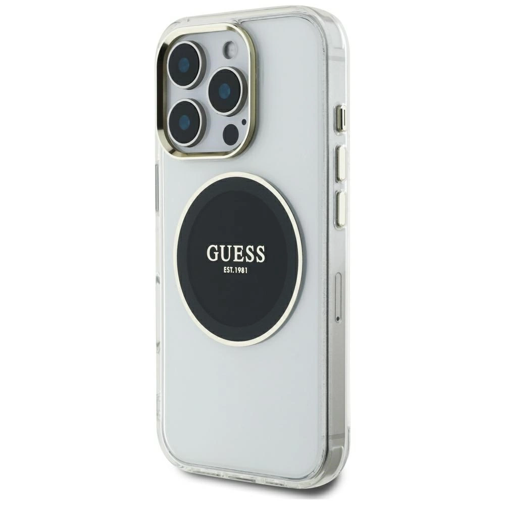 Guess IML Metal Colored Circle Classic Logo MagSafe Case for iPhone 16 Pro Max - Blackeng