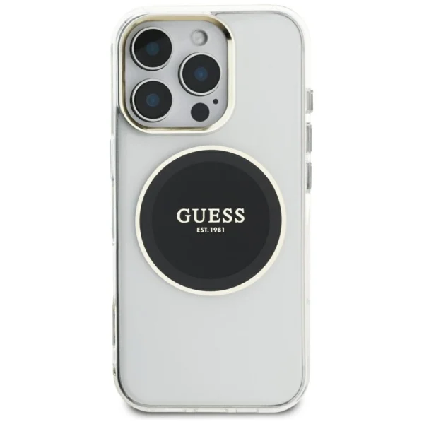 Guess IML Metal Colored Circle Classic Logo MagSafe Case for iPhone 16 Pro Max - Blackeng