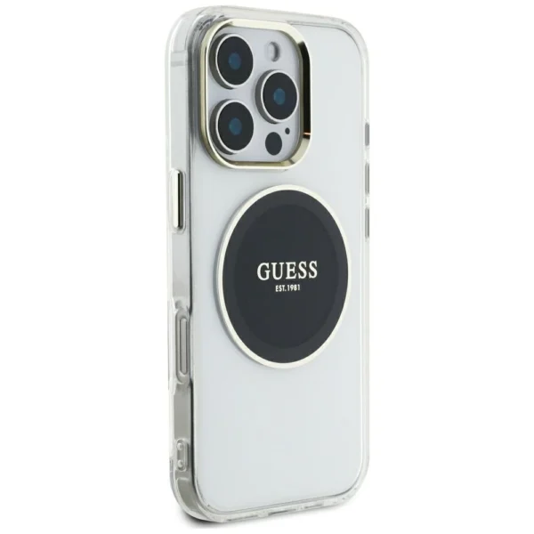 Guess IML Metal Colored Circle Classic Logo MagSafe Case for iPhone 16 Pro Max - Blackeng