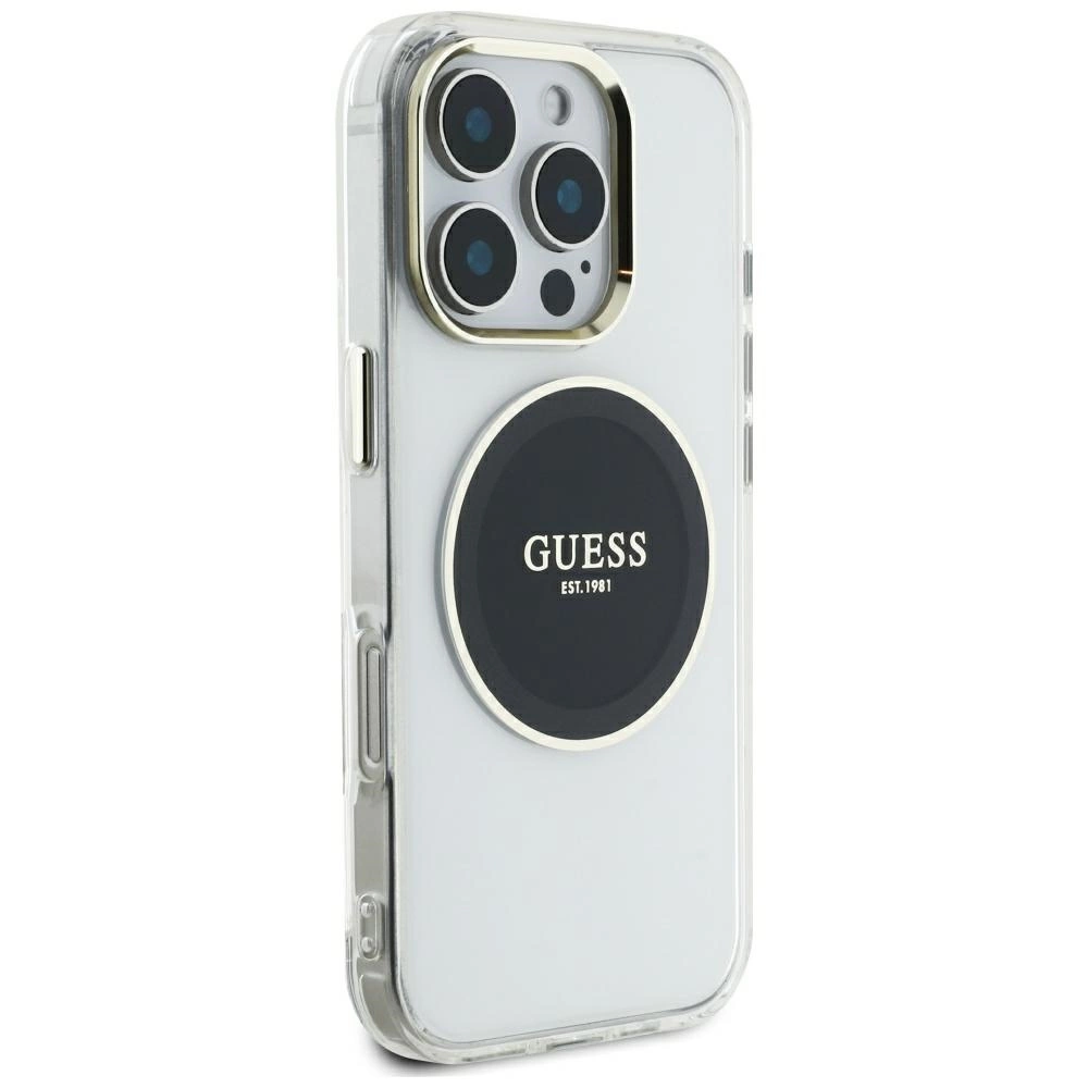 Guess IML Metal Colored Circle Classic Logo MagSafe Case for iPhone 16 Pro Max - Blackeng
