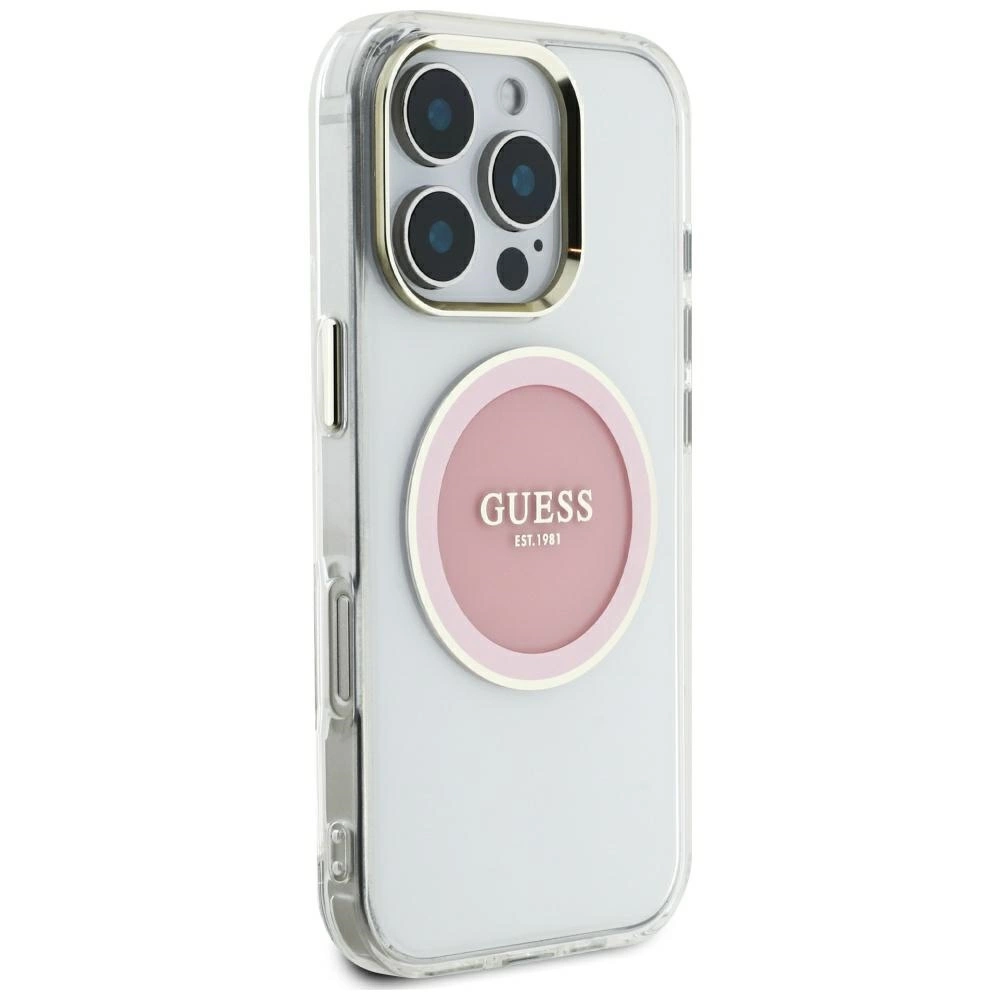 Guess IML Metal Colored Circle Classic Logo MagSafe case for iPhone 16 Pro Max - pinkeng