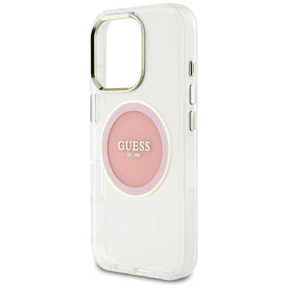 Guess IML Metal Colored Circle Classic Logo MagSafe case for iPhone 16 Pro Max - pinkeng