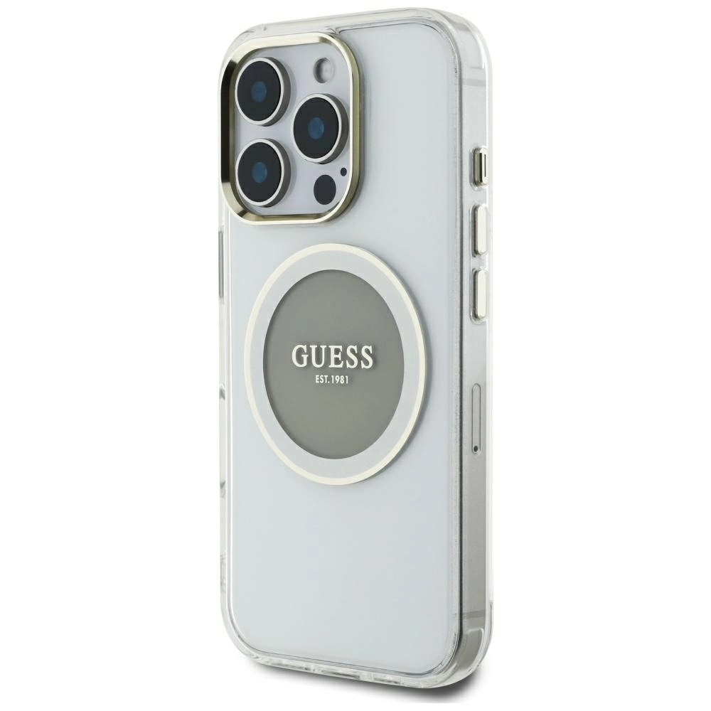 Guess IML Metal Colored Circle Classic Logo MagSafe case for iPhone 16 Pro Max - grayeng