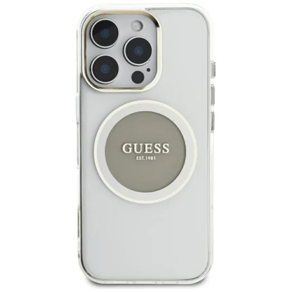 Guess IML Metal Colored Circle Classic Logo MagSafe case for iPhone 16 Pro Max - grayeng